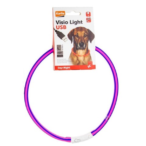 Obojek svítící LED  růžovo-fialová 75cm dobíjecí Karlie