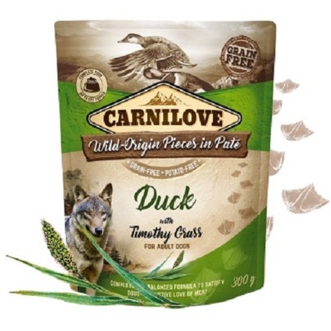 Carnilove Dog Pouch Paté Duck with Timothy Grass 300 g