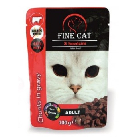 Fine cat kapsička GRAIN-FREE Adult hovězí v omáčce 100g