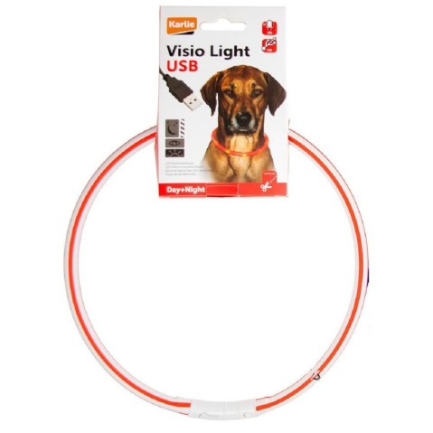 Obojek svítící LED  červeno-bílá 75cm dobíjecí Karlie