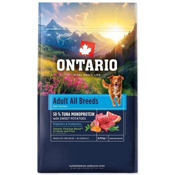 Krmivo Ontario Adult All Breeds Monoprotein Tuna & Sweet Potatoes 0,75kg