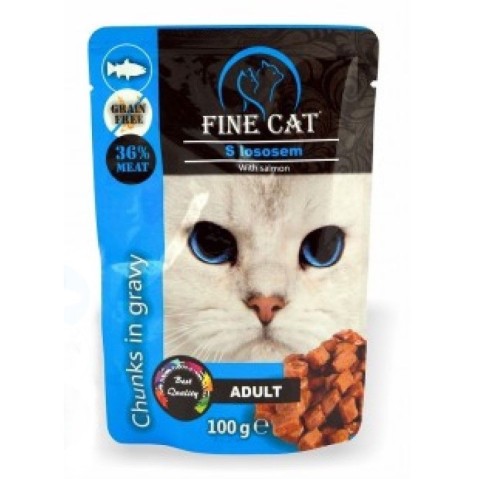 Fine cat kapsička GRAIN-FREE Adult losos v omáčce 100g