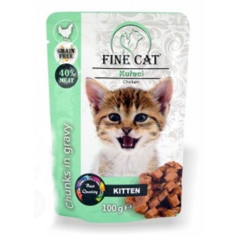 Fine cat kapsička GRAIN-FREE KITTEN kuřecí v omáčce 100g