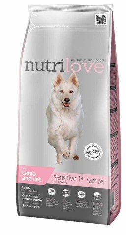 Nutrilove pes Sensitive jehněčí a rýže 12 kg