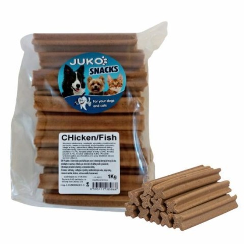 Dentální kříž kuřecí / rybí JUKO Snacks 1 kg (cca 50 ks)