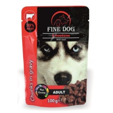 Fine dog  kapsička Adult hovězí v omáčce 100g