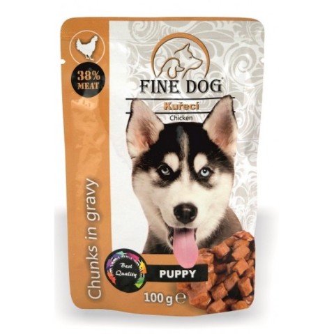 Fine dog  kapsička puppy kuřecí v omáčce 100g