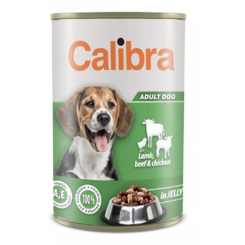 Calibra dog 1240g jehněčí, hovězí, kuřecí a obiloviny v želé NEW