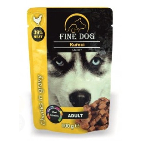 Fine dog  kapsička Adult kuřecí v omáčce 100g
