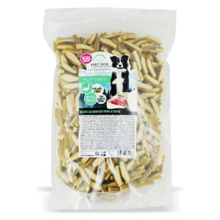 Fine dog FoN meat snack sendvič MINI strips kachní 1kg