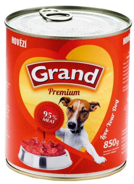 Grand Premium Dog hovězí, konzerva 850 g