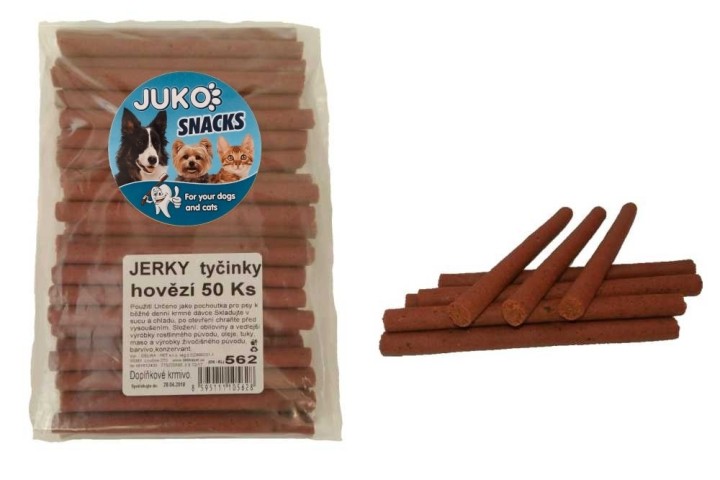 Jerky tyčinky hovězí JUKO Snacks (50 ks)