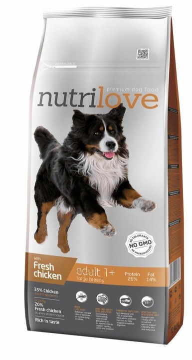Nutrilove pes Adult Large fresh kuřecí 12 kg