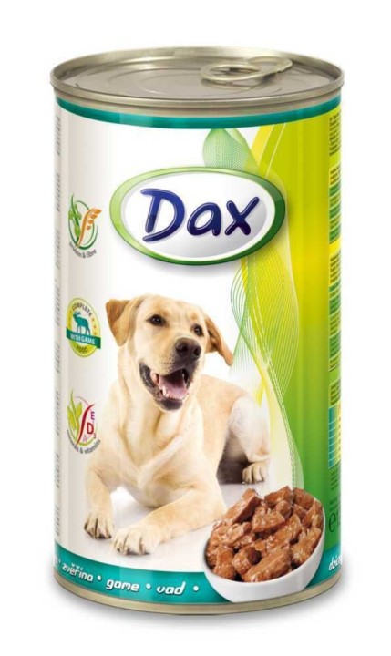 Dax Dog kousky zvěřina, konzerva 1240 g