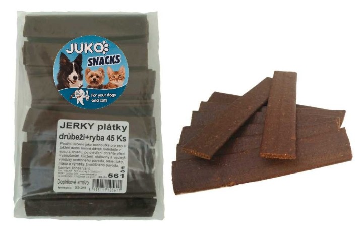 Jerky plátky drůbeží+ryba JUKO Snacks (45 ks)