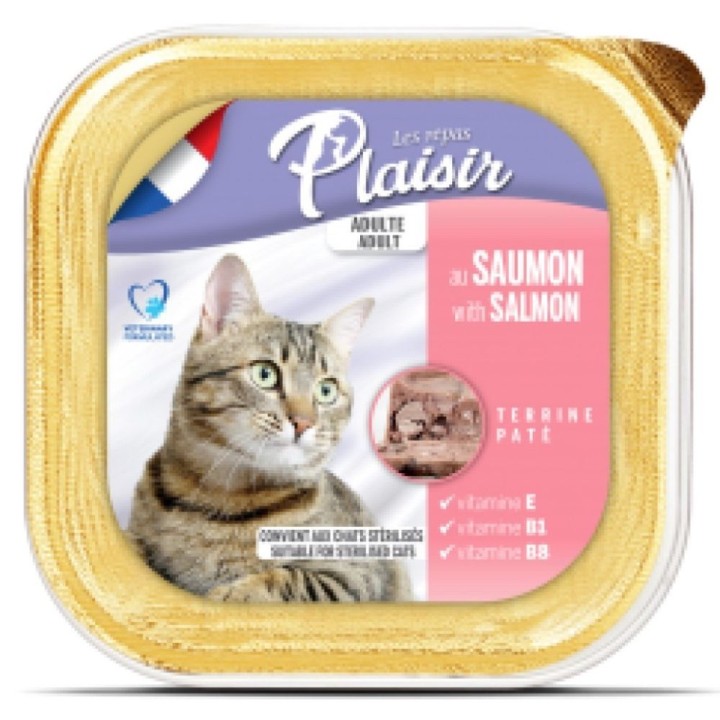 Plaisir cat 100g losos i pro kastrované kočky vanička